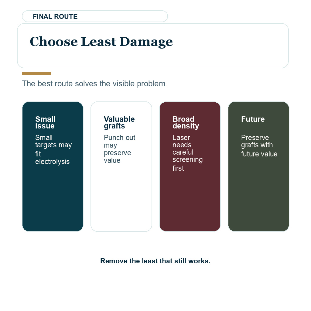 Bad hairline graft removal carousel slide 10 explaining choose least damage