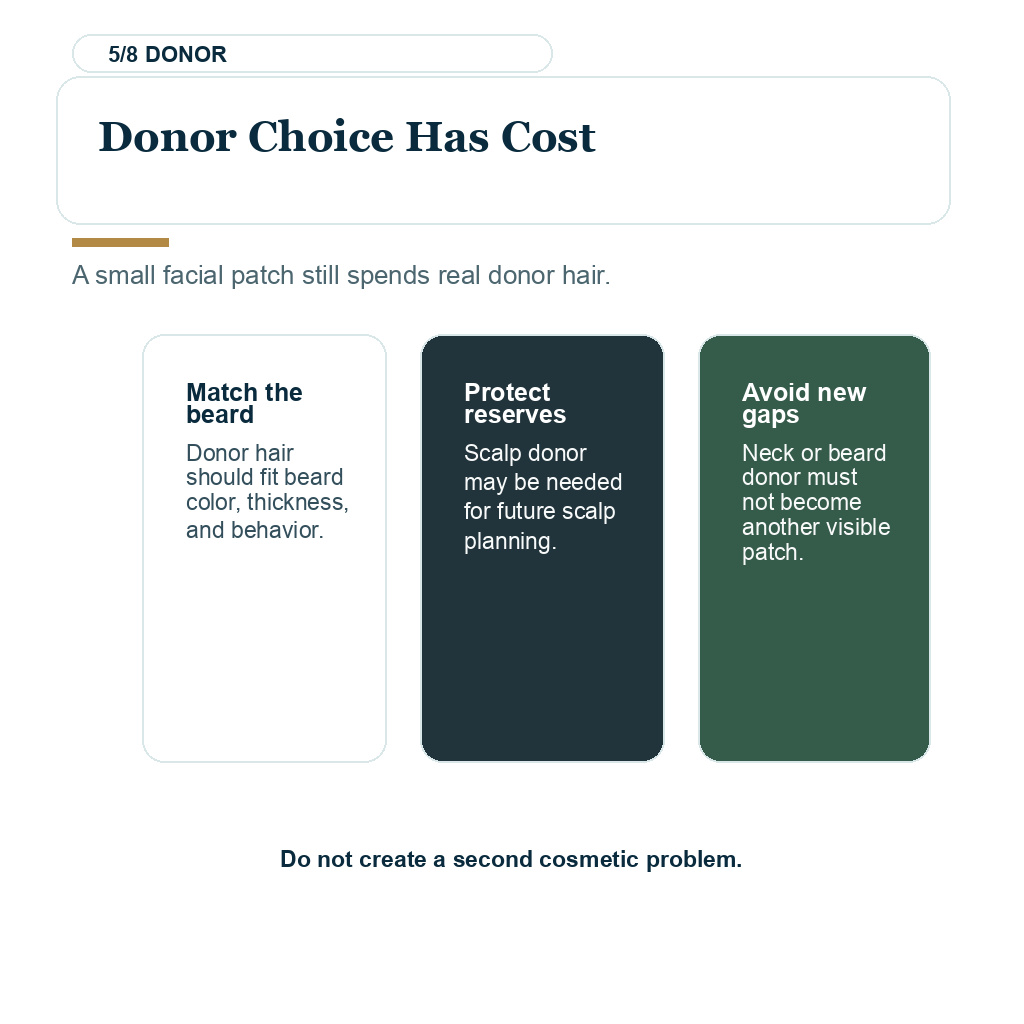 Beard transplant acne scars, donor choice has cost.