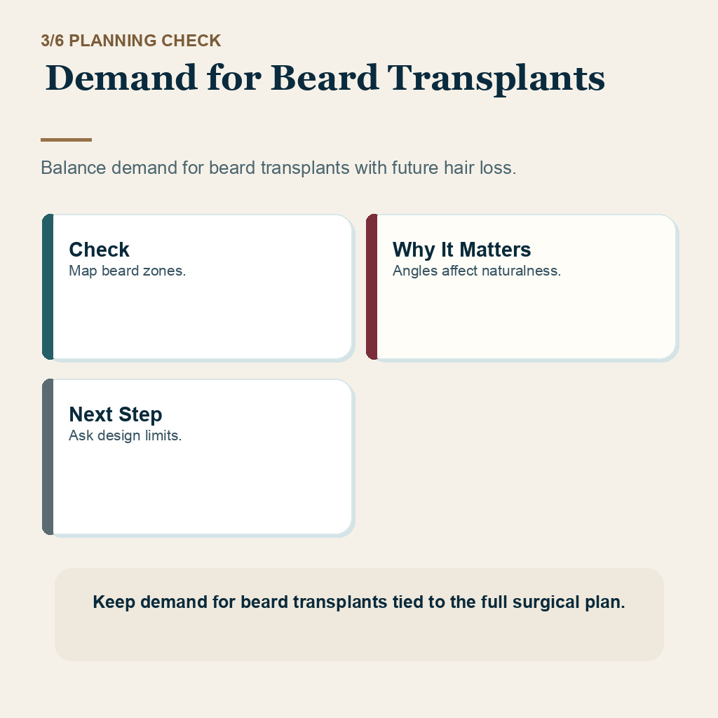 Beard Transplant Procedure Costs and Risks support slide 3 about demand for beard transplants