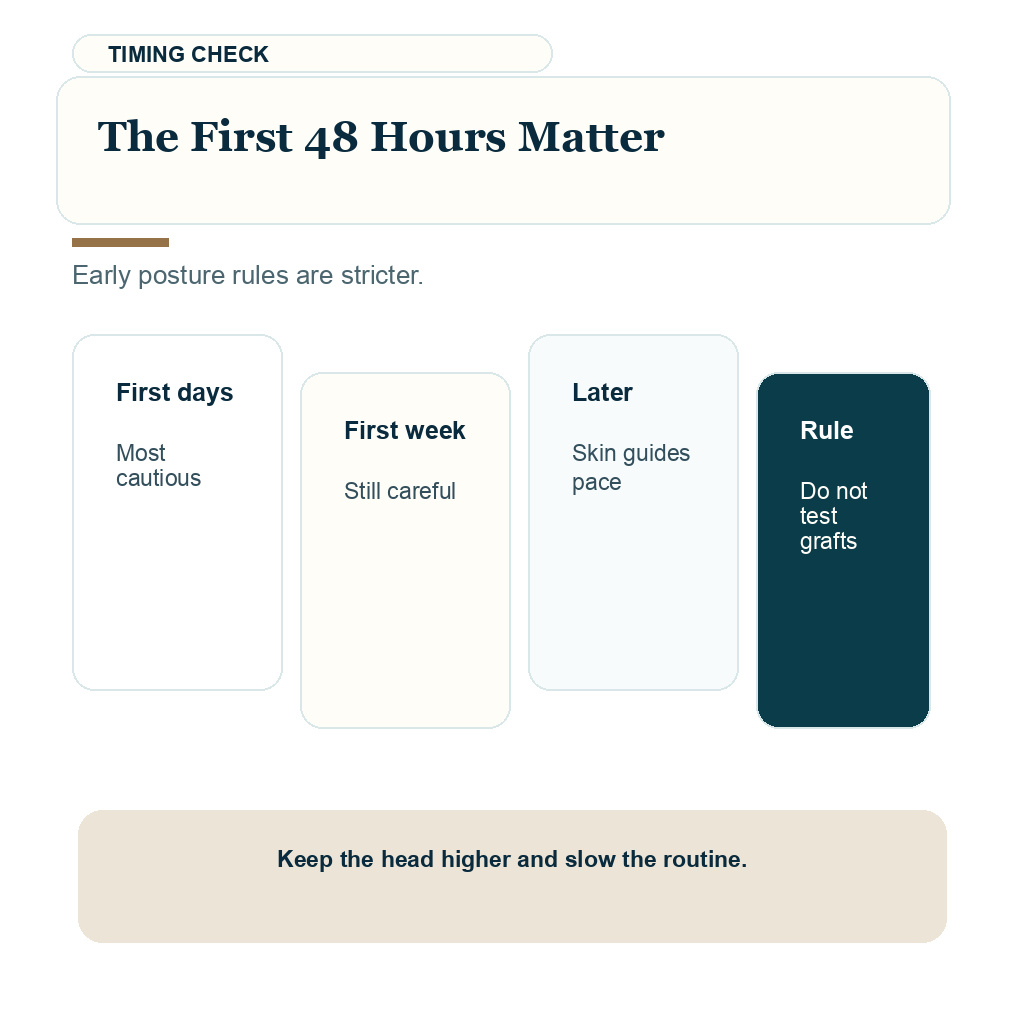 Bending after hair transplant safety carousel slide 2 about the first 48 hours matter.
