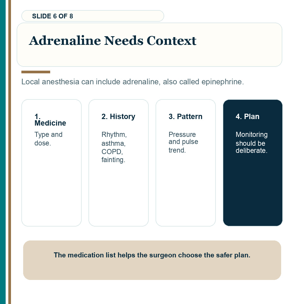 Adrenaline needs context before hair transplant surgery.