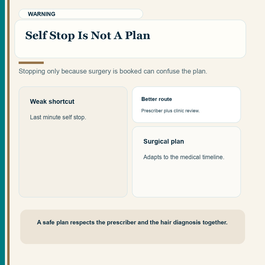 Slide 3 of 8 explaining self stop is not a plan in birth control and female FUE timing.