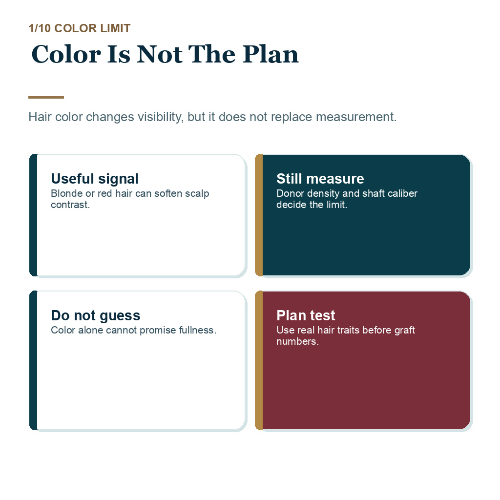 Blonde and red hair transplant planning, color is not the plan.