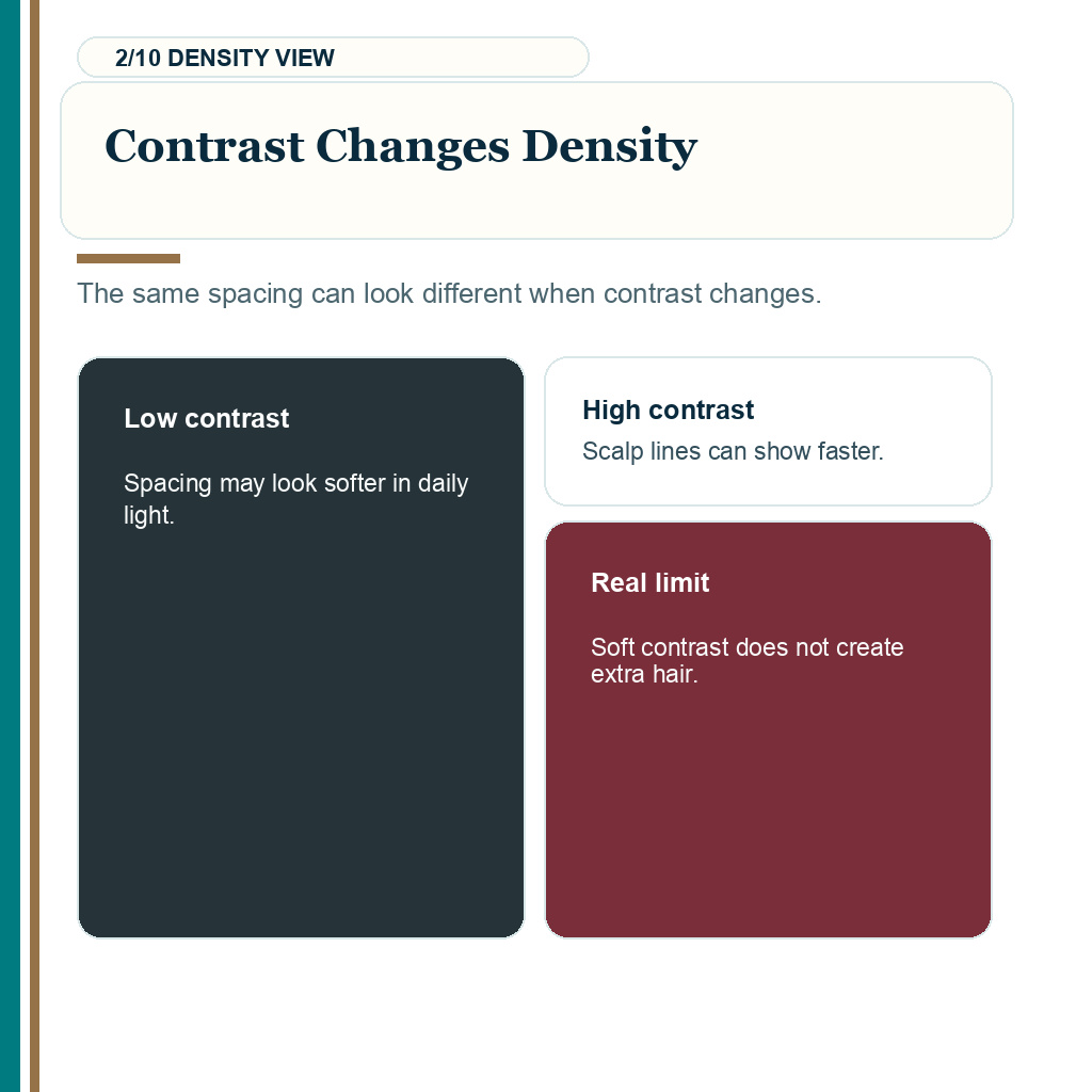Blonde and red hair transplant planning, contrast changes density.