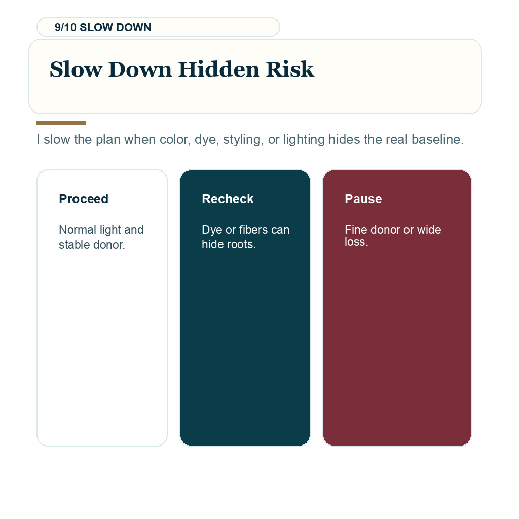 Blonde and red hair transplant planning, slow down hidden risk.