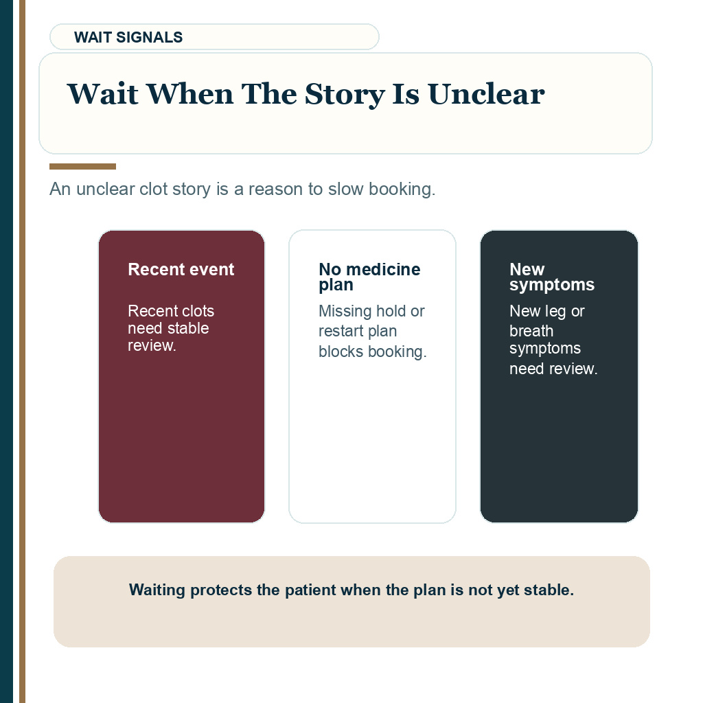 Blood clot history hair transplant support visual explaining wait when the story is unclear