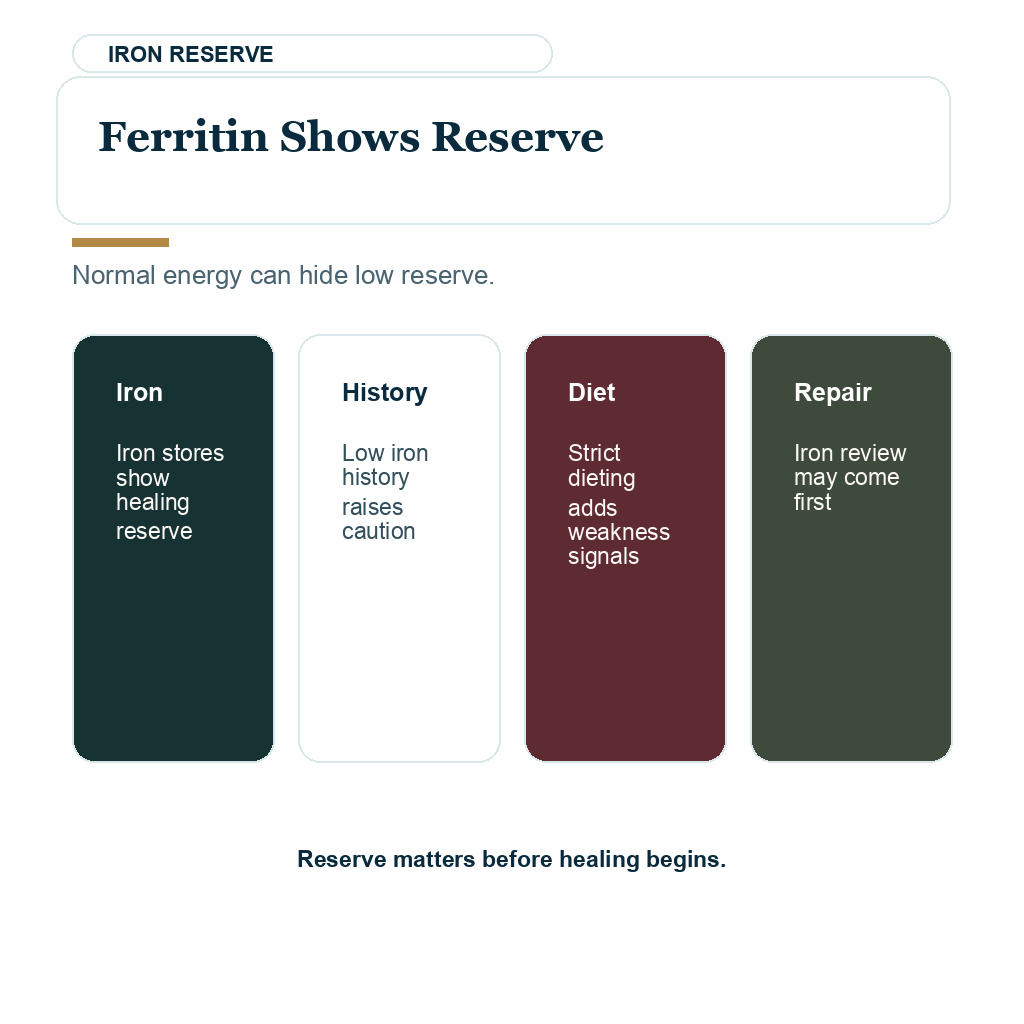 Blood plasma donation before FUE carousel slide 5 of 10 explaining ferritin shows reserve