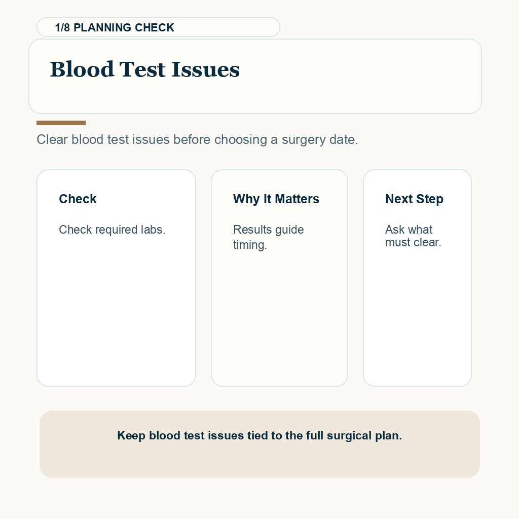 Blood Test Review Before Surgery support slide 1 about blood test issues