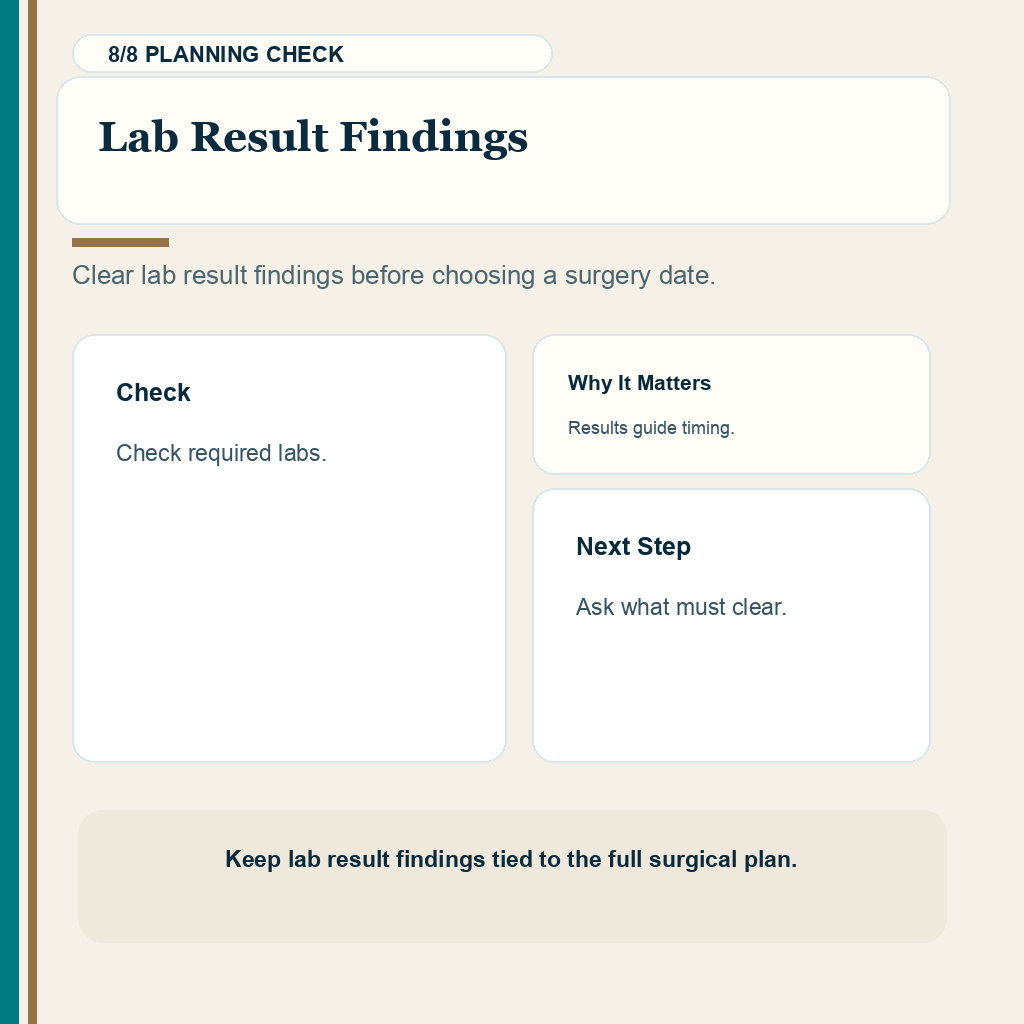 Blood Test Review Before Surgery support slide 8 about lab result findings