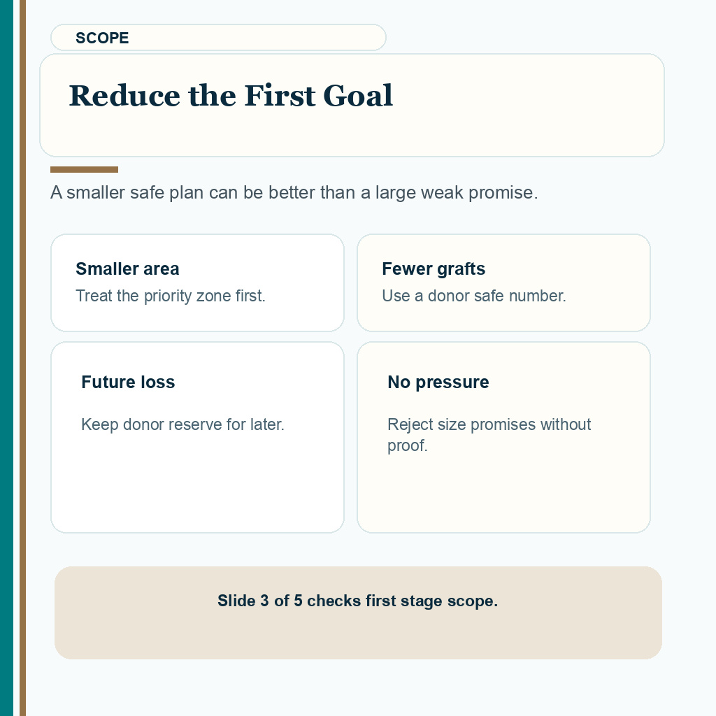 Carousel slide about reduce the first goal before booking with a low Turkey hair transplant budget.