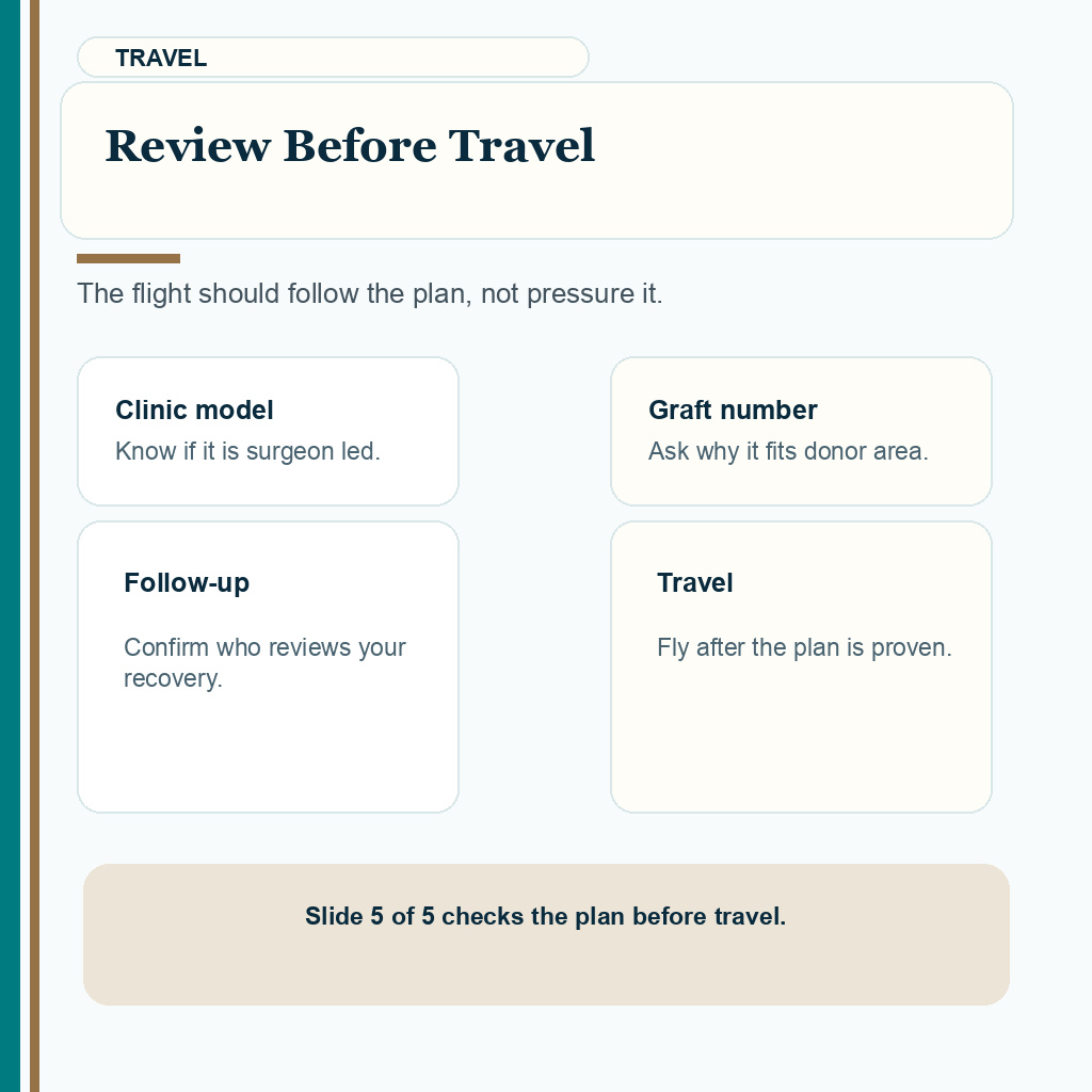 Carousel slide about review before travel before booking with a low Turkey hair transplant budget.