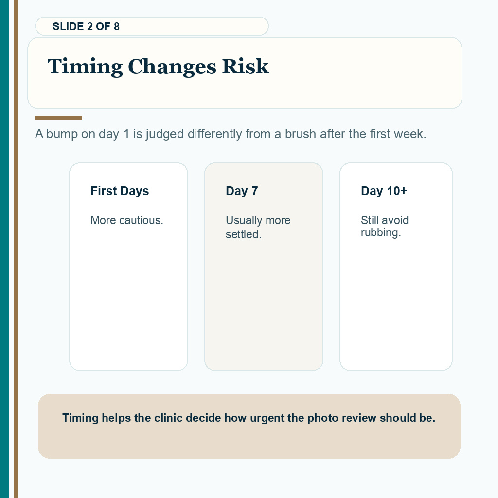 Timing changes risk when a patient bumps the head after a hair transplant.