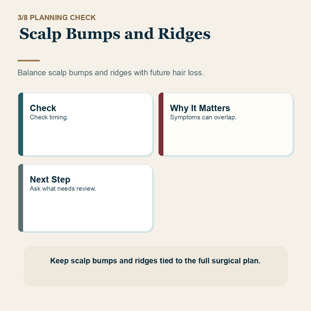 Scalp Bumps and Ridges Need Surgeon Review support slide 3 about scalp bumps and ridges