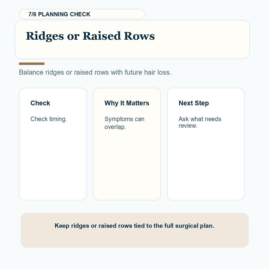 Scalp Bumps and Ridges Need Surgeon Review support slide 7 about ridges or raised rows