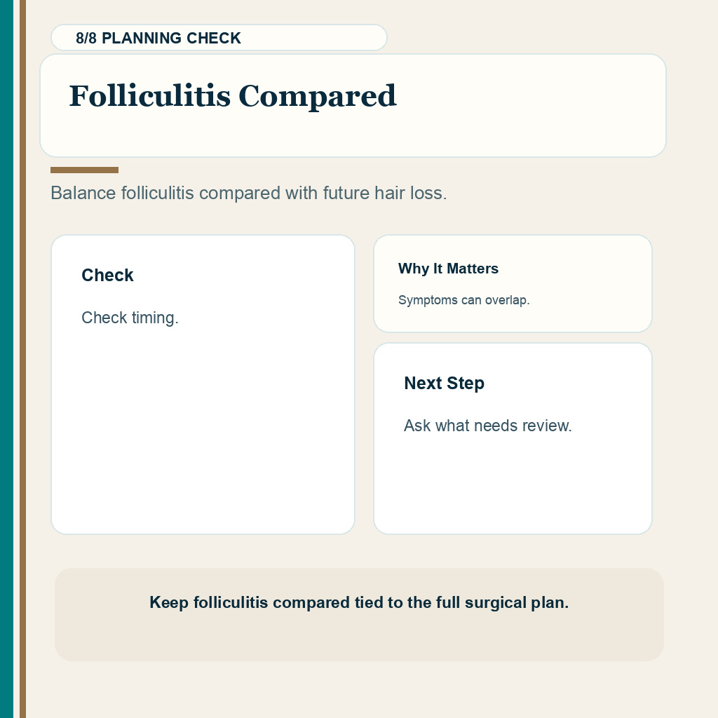 Scalp Bumps and Ridges Need Surgeon Review support slide 8 about folliculitis compared