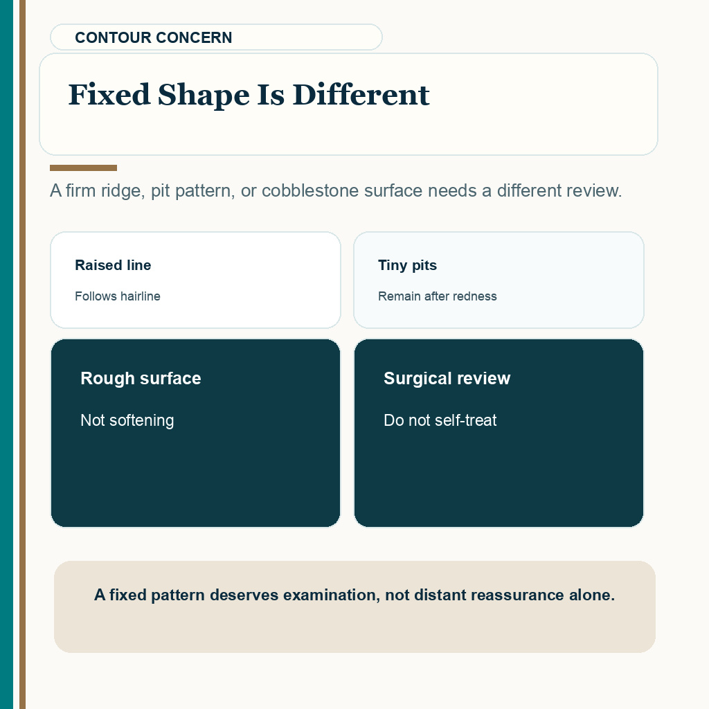 Bumpy hairline after hair transplant slide explaining fixed shape is different
