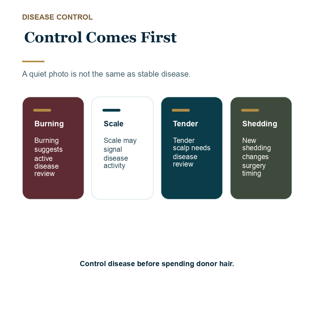 CCCA hair transplant planning slide 2 explaining control comes first
