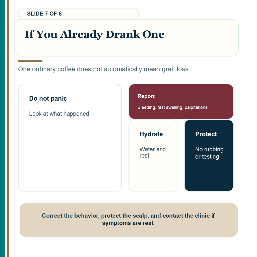 Coffee after hair transplant carousel slide about what to do if coffee was taken early