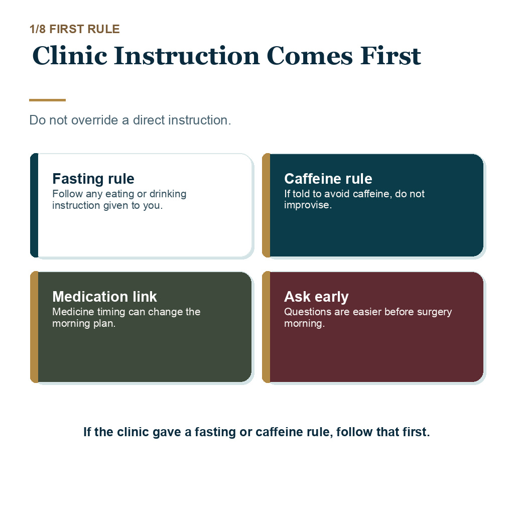 Coffee before hair transplant surgery guidance about following clinic instructions first