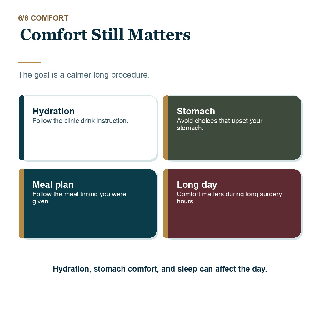 Coffee before hair transplant surgery guidance about comfort and stomach tolerance