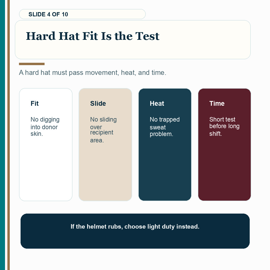 Construction work after hair transplant carousel slide 4 about hard hat fit is the test.