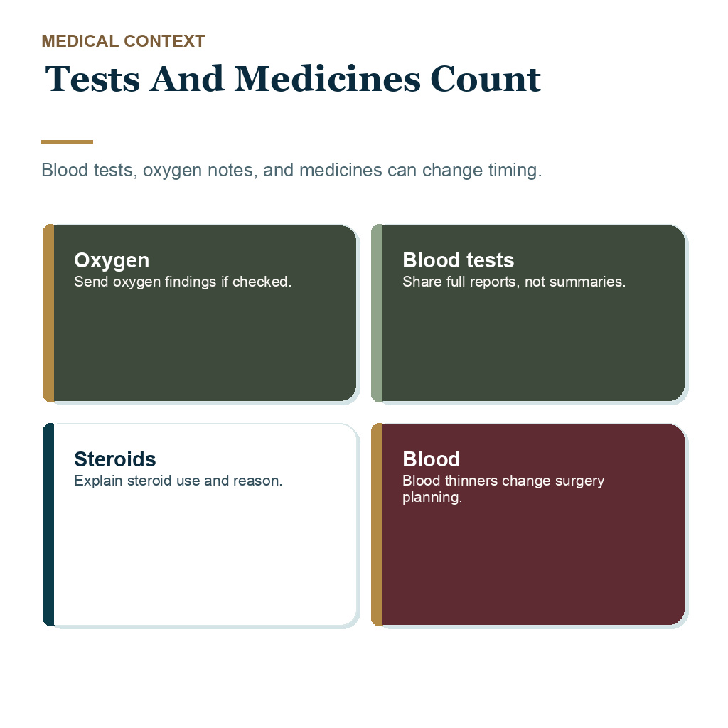 COVID timing explaining tests and medicines count before hair transplant travel.