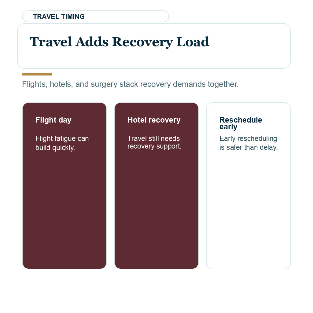COVID timing explaining travel adds recovery load before hair transplant travel.