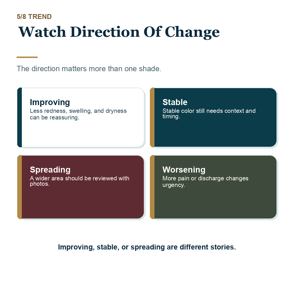 Darker recipient area after FUE carousel slide 5 explaining watch direction of change