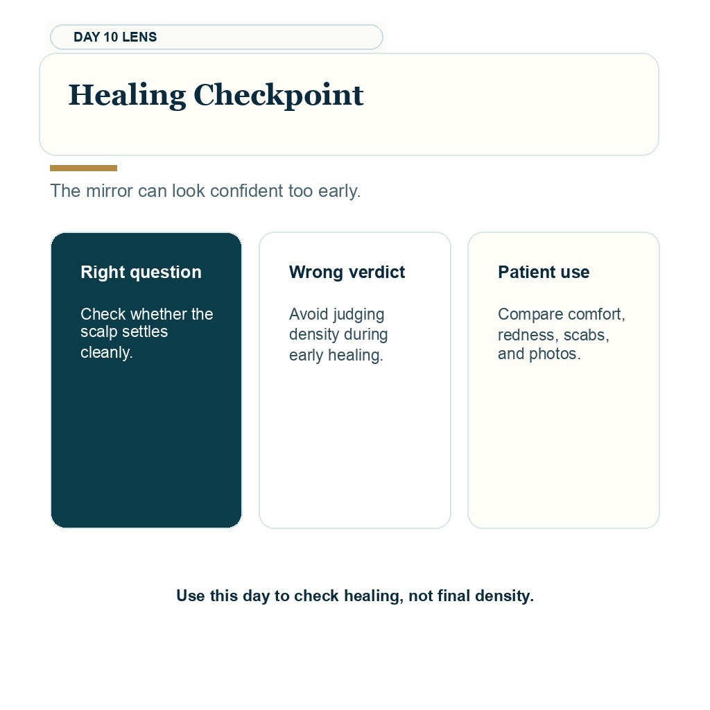 Day 10 hair transplant density healing checkpoint