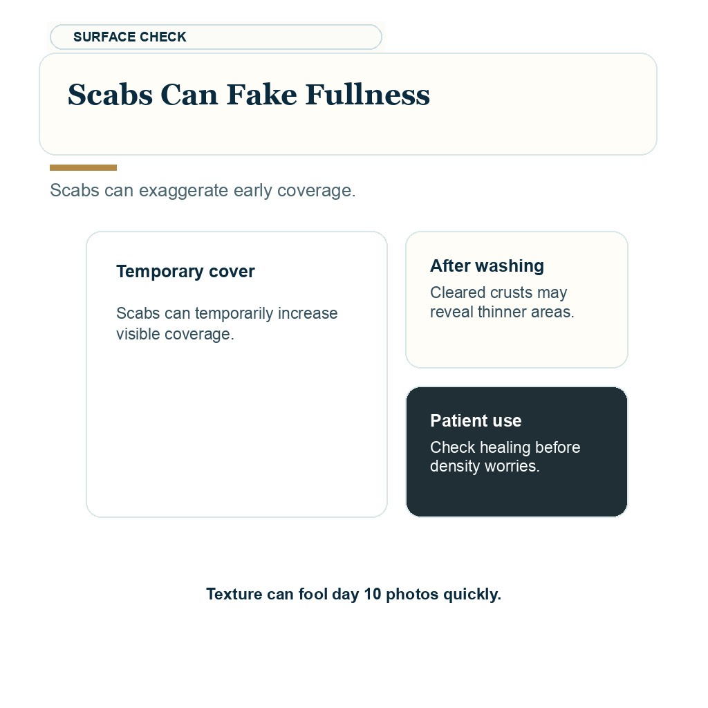 Day 10 hair transplant density scabs can fake fullness