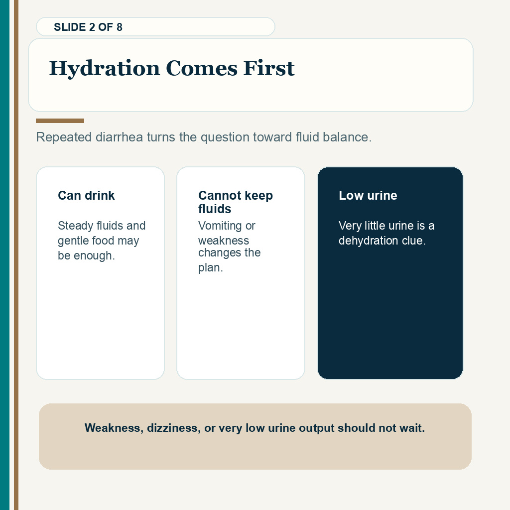 Hydration comes first for diarrhea after hair transplant recovery.