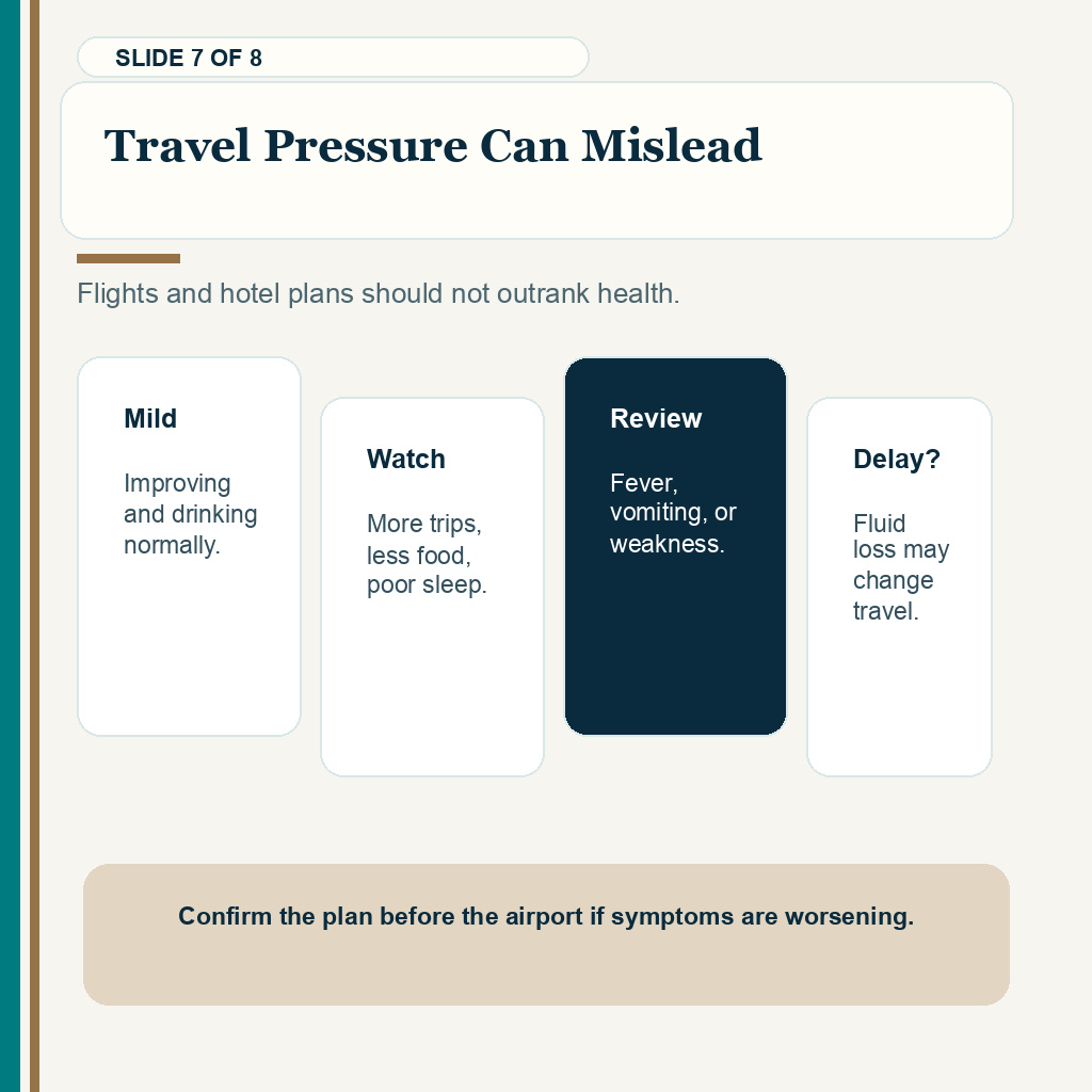 Travel pressure can mislead for diarrhea after hair transplant recovery.