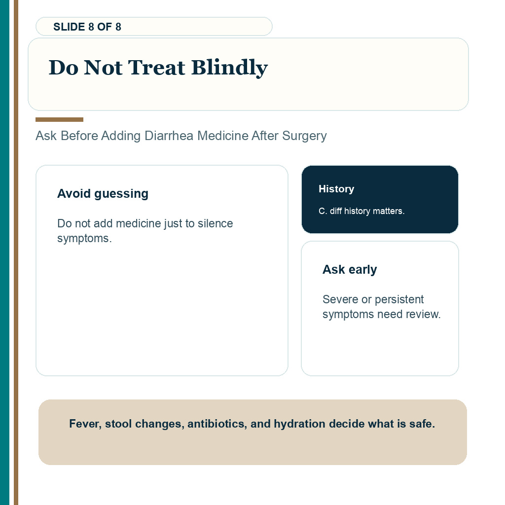 Do not treat blindly for diarrhea after hair transplant recovery.