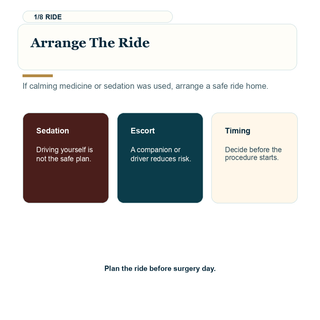 Drive after hair transplant showing arrange the ride guidance.