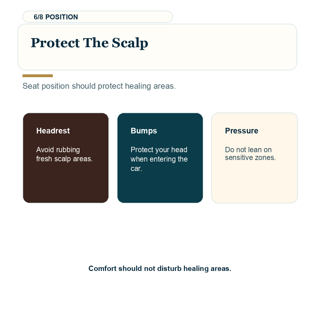 Drive after hair transplant showing protect the scalp guidance.