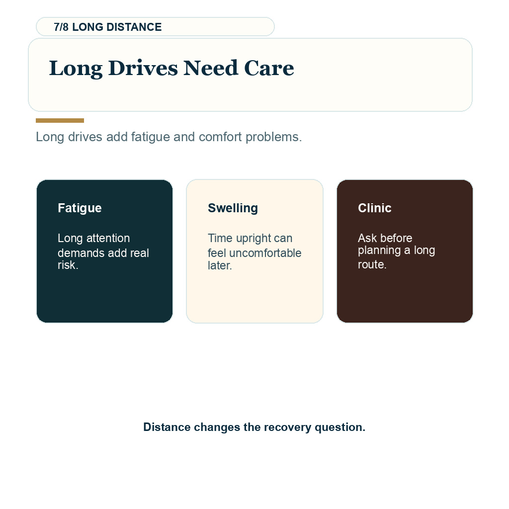 Drive after hair transplant showing long drives need care guidance.