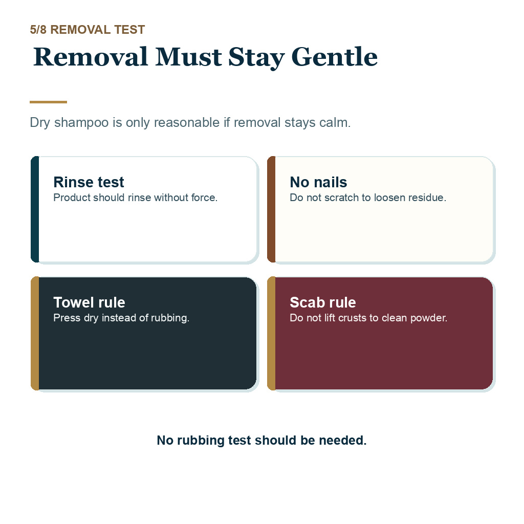 Dry shampoo after hair transplant, removal must stay gentle.