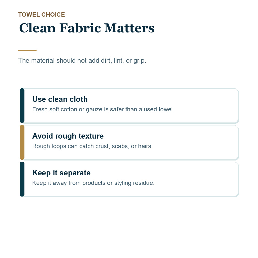 Clean towel fabric lowers avoidable friction around new grafts