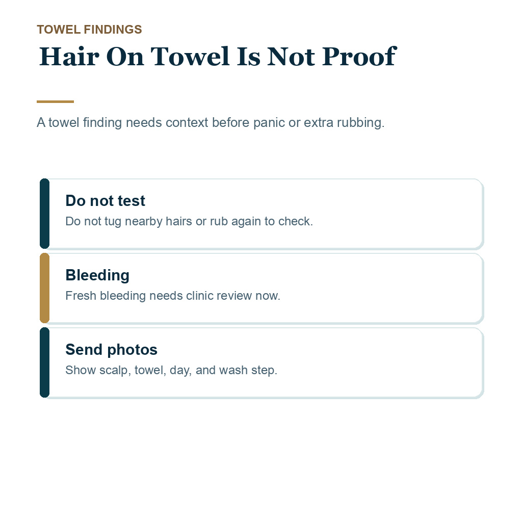 Hair on the towel is not automatic proof of graft loss