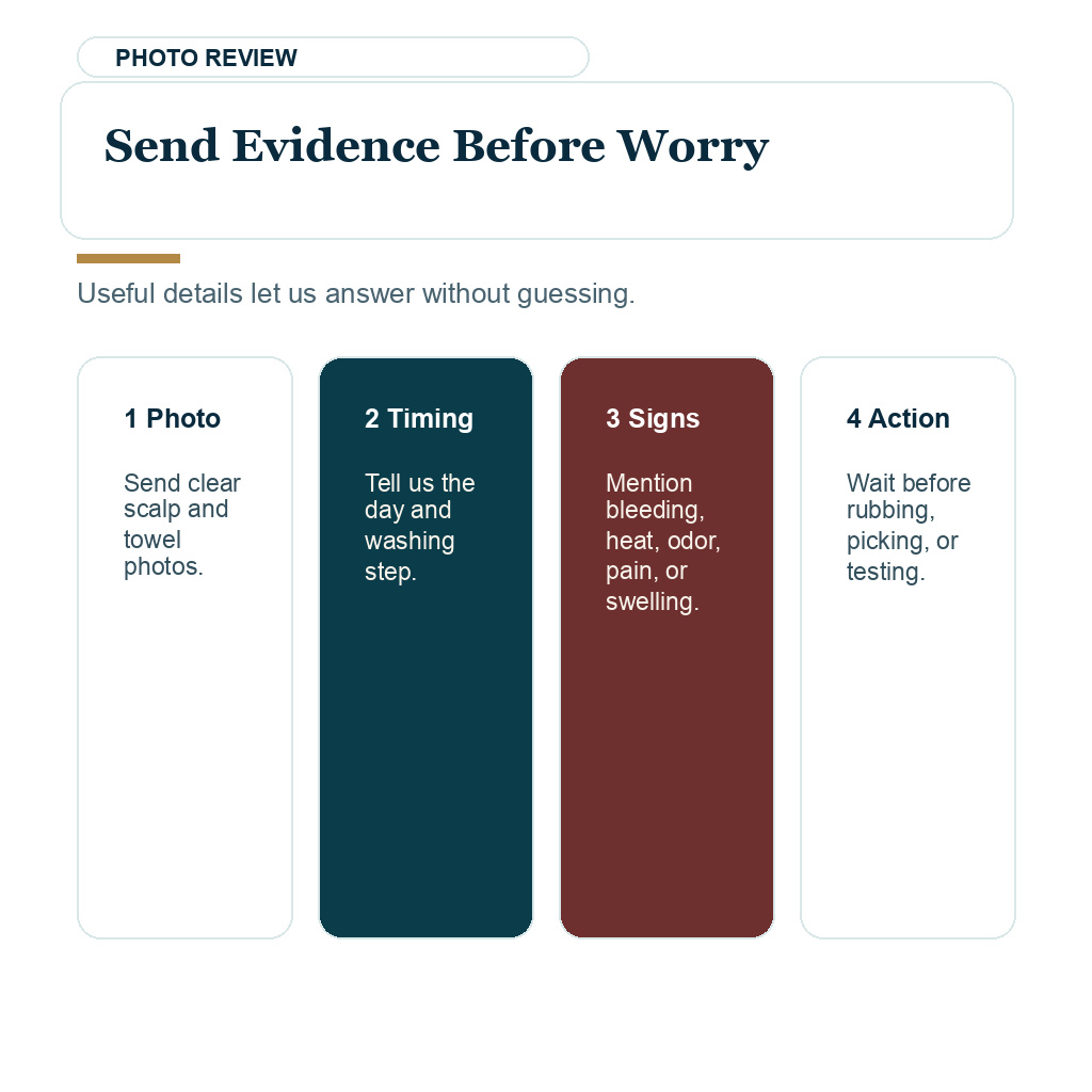 Sending clear photos helps the clinic judge drying concerns