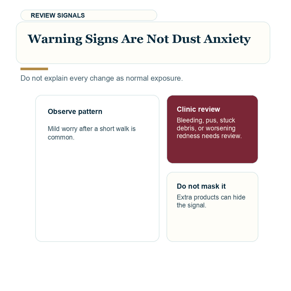 Dust wind and pollution after FUE support visual about warning signs are not dust anxiety