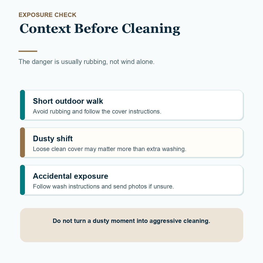 Diamond Hair Clinic support card showing exposure checks after FUE in dust wind or pollution