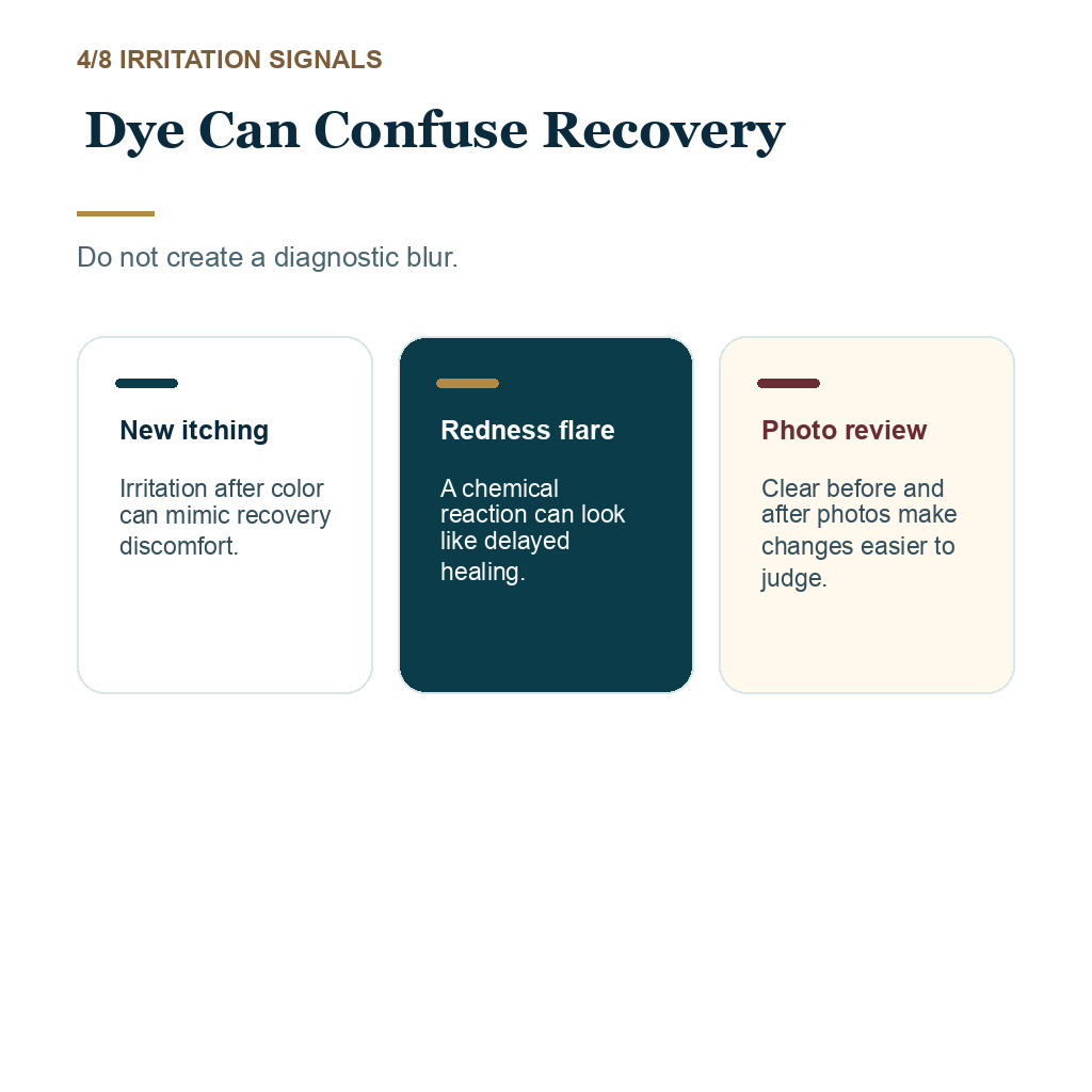 Hair dye timing slide 4 explaining dye can confuse recovery.