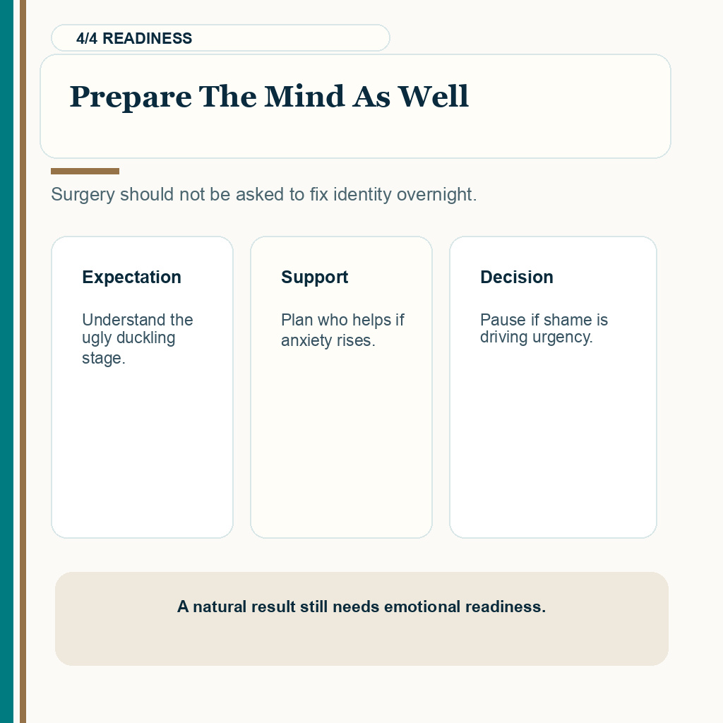 Emotional crash recovery carousel slide 4 about emotional preparation before surgery