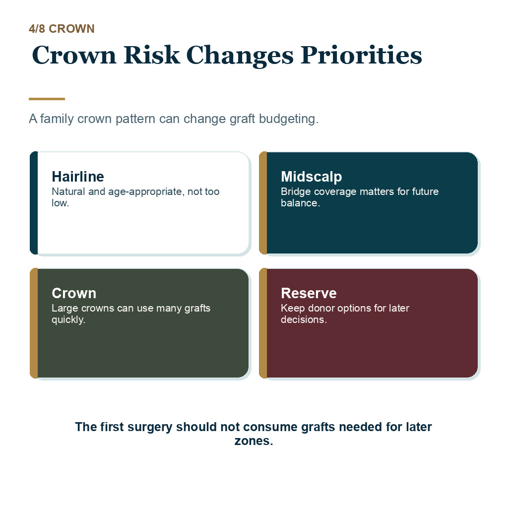 Crown risk planning card showing why future crown demand changes graft priorities
