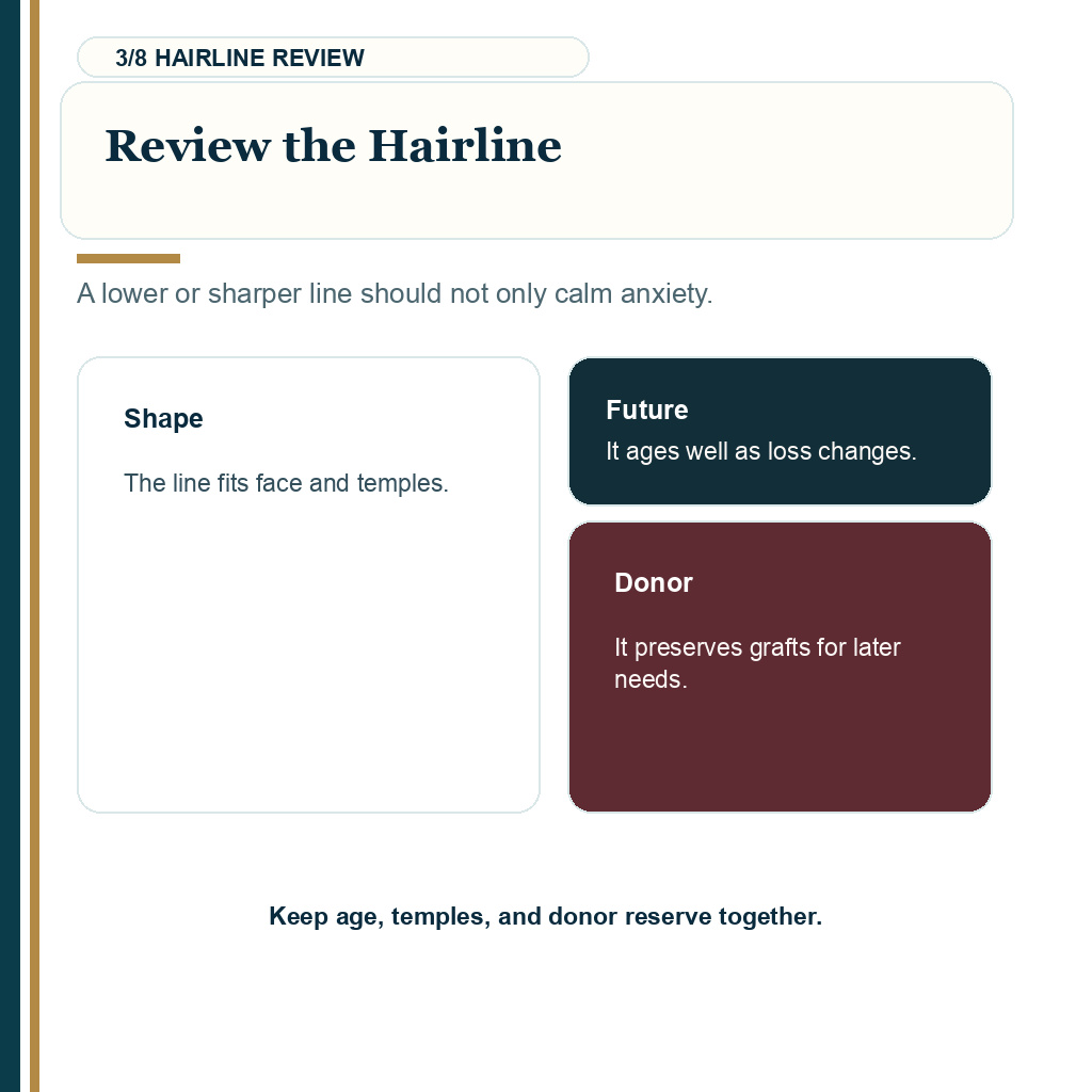Final hair transplant doubts explaining hairline design review.