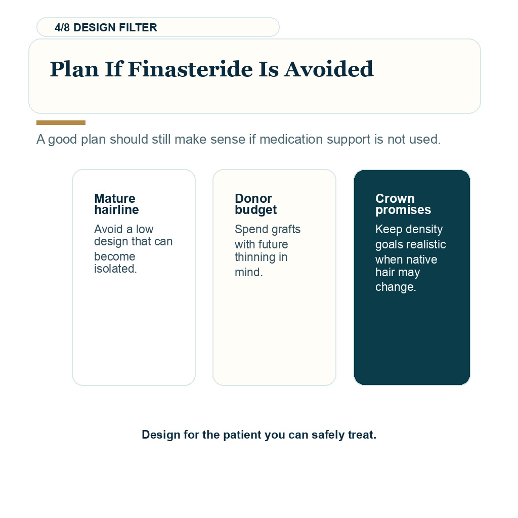 Finasteride after gynecomastia hormone sensitivity, plan if finasteride is avoided.