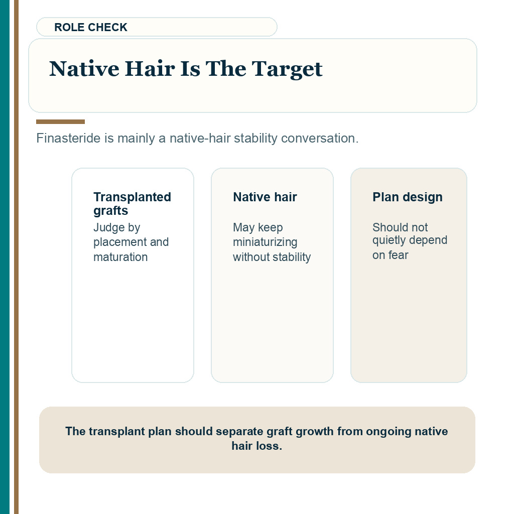 Native hair is the target in finasteride and hair transplant planning.