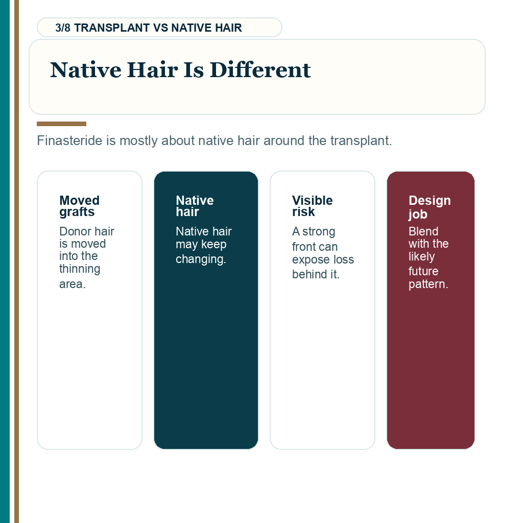 Finasteride side effects hair transplant plan, native hair is different.