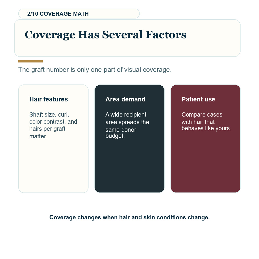 Fine hair hair transplant, coverage factors.
